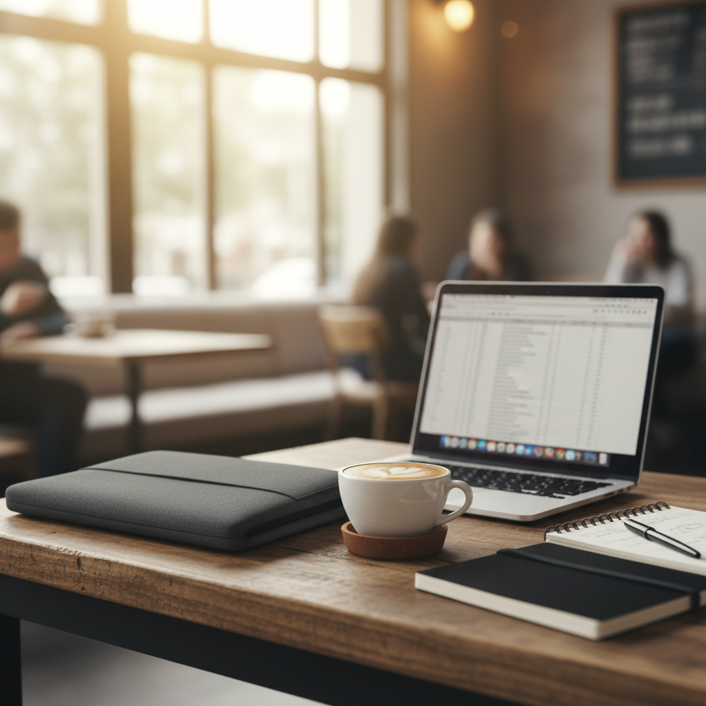Laptop Sleeve Cafe Setting